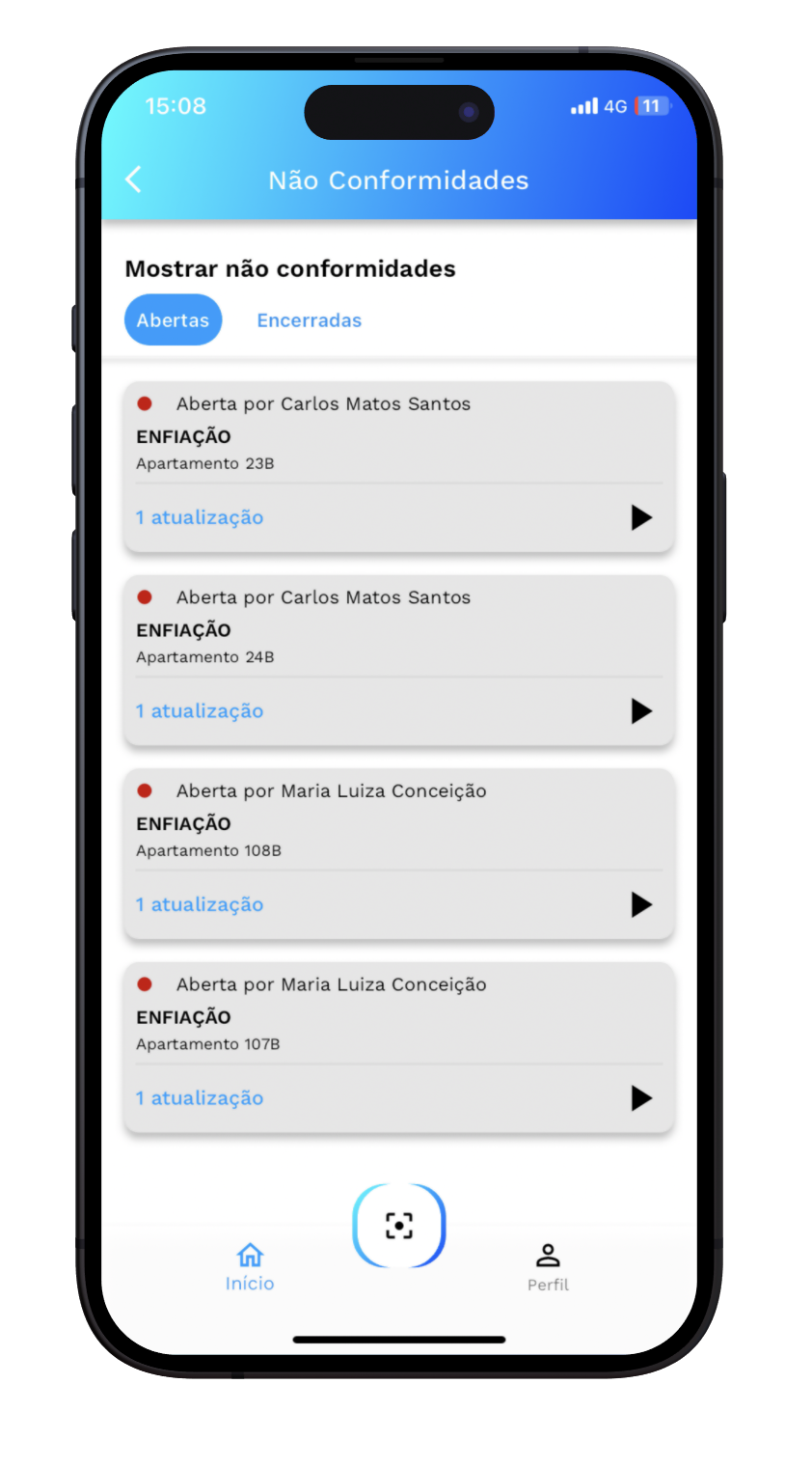 Print do não conformidades